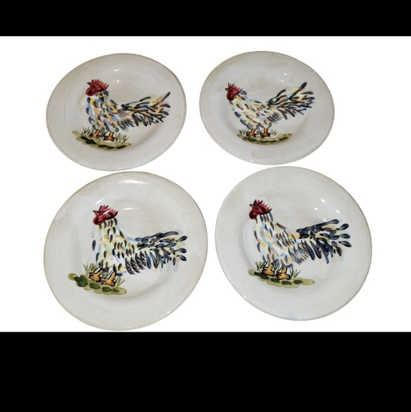 Tabletops Unlimited Other - Tabletops Unlimited Gallery Calderone Rooster Salad Plate x4 Handpainted 8 3/8"